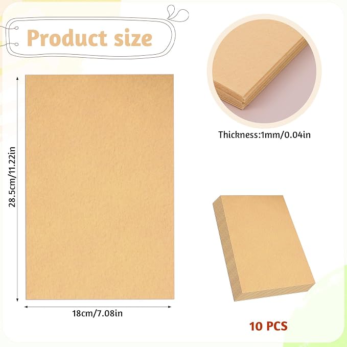 7" x 11" Felt Sheets Fabric for Crafts, 10 Pieces Soft Brown Thick Stiff Craft - Image 2