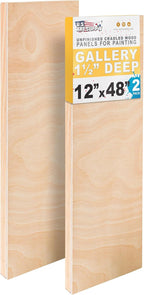 U.S. Art Supply 12" x 48" Unfinished Cradled Wood Panels by USArtSupply