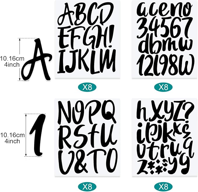 Outus 576 Pcs 8 Sheets Letters Stickers Vinyl Alphabet Number Decals Back to - Image 2