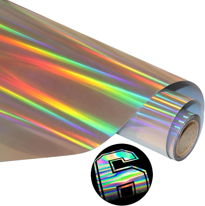 Holographic Heat Transfer Vinyl Metal Silver HTV Holographic Vinyl Rolls 12Inch by KEGUMINGX