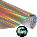 Holographic Heat Transfer Vinyl Metal Silver HTV Holographic Vinyl Rolls 12Inch by KEGUMINGX