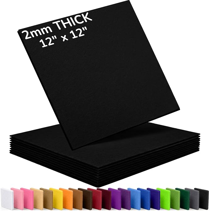 2mm Stiff Felt Sheets 12" X 12" | Thick Polyester Felt Material, DIY Craft by Luceinvita