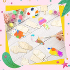 Chunful 120 Pieces Ice Cream Wood Cutouts Crafts Bulk Color Your Own Ice Cream - Image 6