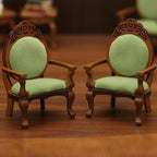 Dollhouse Chair 2PCS Miniature Furniture Retro Vintage Chair Wooden Accessories - Image 3