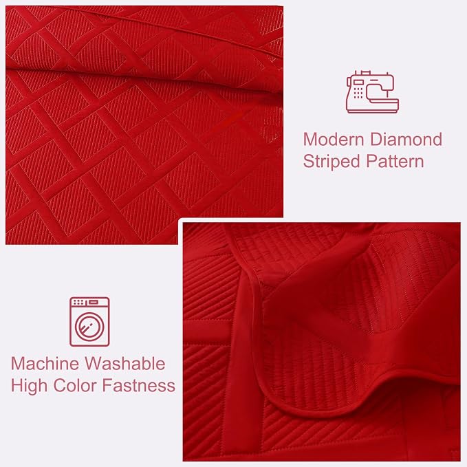 Exclusivo Mezcla King Quilt Set- Red Quilts Bedding Set - Image 5