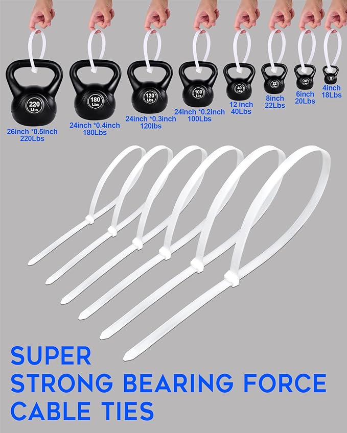 Large Zip Ties Heavy Duty Outdoor 24 inch, Heavy Duty Zip Ties 120 lbs Tensile - Image 3