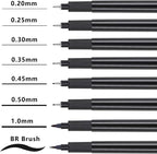 Muchcute Micro Fineliner Drawing Art Pens: 8 Black Fine Line Waterproof Ink Set - Image 2