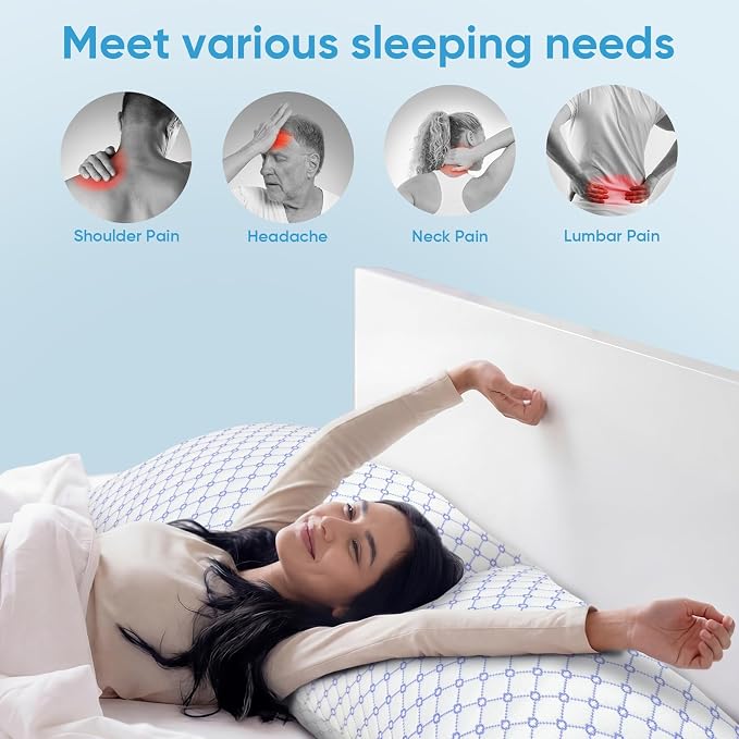 OAISZ Cooling Pillow Queen Size Set of 2, Shredded Memory Foam Bed Pillows - Image 3
