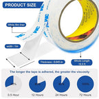3M Double Sided Tape 0.39"×16.5ft No Residue, Picture Hanging Strips Heavy Duty - Image 3