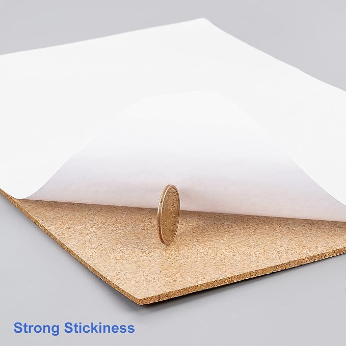 BENECREAT 6 Pack 11.5x8.2" Self-Adhesive A4 Cork Sheets Rectangle Coaster Cork - Image 5