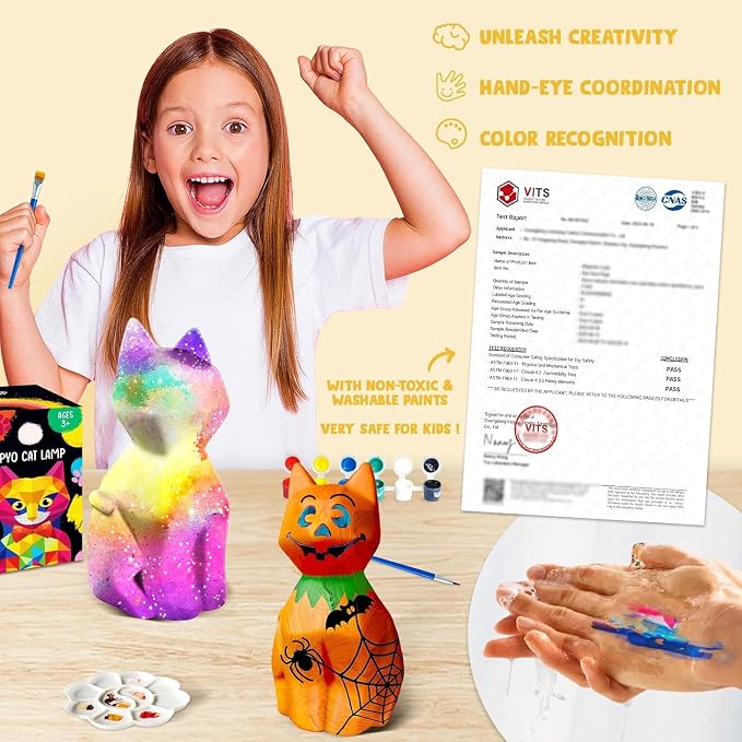 Goody King Paint Your Own Cat Lamp Kit, Easter Basket Stuffers, Arts & Crafts - Image 5
