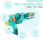 Tintnut Teal Splash Heat Transfer Vinyl Roll, stretch washable, works - Image 2