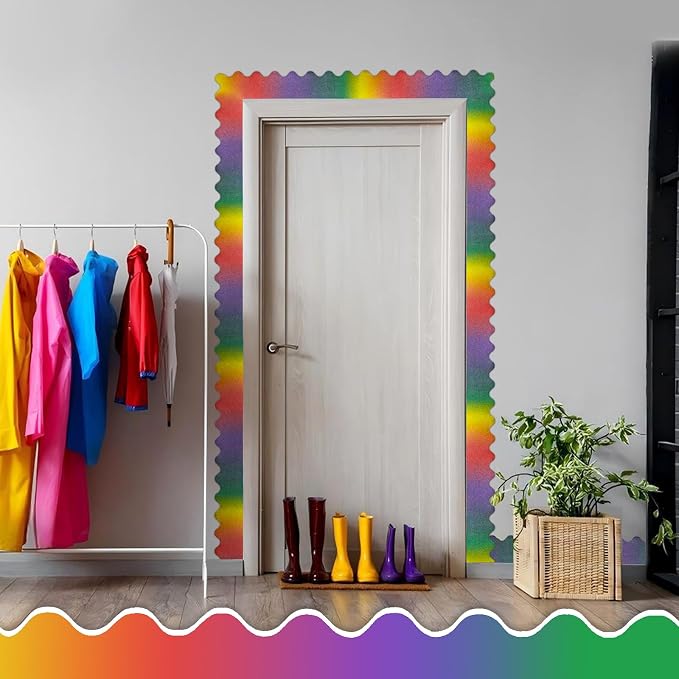 70Ft Shine Rainbow Bulletin Board Borders，Scalloped Poster Boards Decorations - Image 7