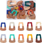 FASHEWELRY 20Pcs Wood Resin Charms Trapezoid Wooden Earring Blanks Charms 10 by FASHEWELRY