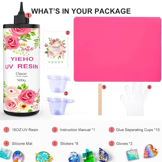 YIEHO 500g UV Resin Kit-Bulk Crystal Clear Hard UV Fast Curing Epoxy Resin - Image 7