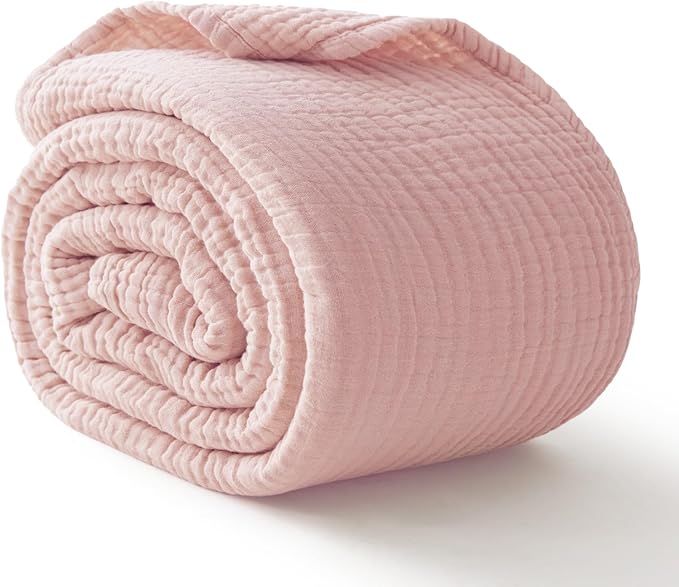 100% Cotton Muslin Blanket Queen 90" x 90", 6 Layers Breathable and Lightweight by Kozyhvn
