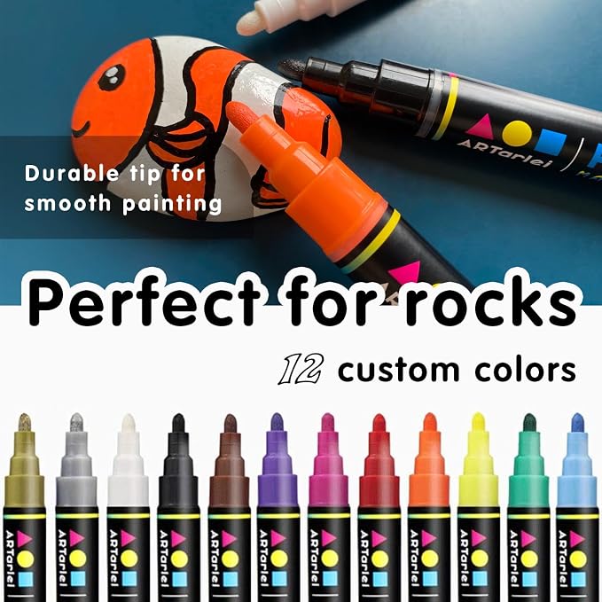 Rock Painting Perfection Markers Pens: 12 Vibrant Colors - Image 2