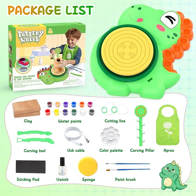 Pottery Wheel for Kids, Complete Pottery Painting Craft Kit, Arts and Crafts - Image 2