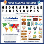 Geography Takes You Places Bulletin Board Set World Map Classroom Decoration - Image 2
