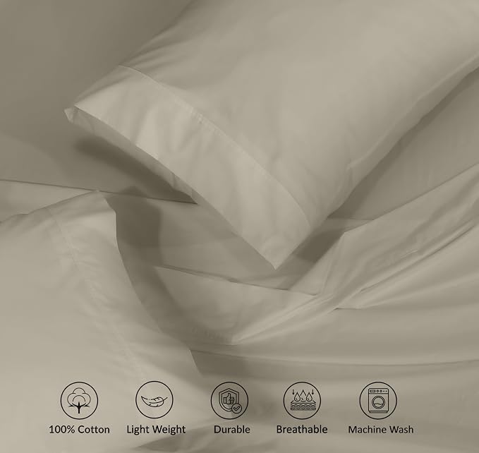RUVANTI 100% Cotton Sheets – Twin Size Percale Bedding, Cooling & Breathable - Image 4