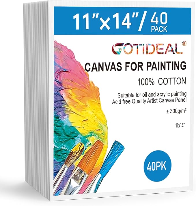 GOTIDEAL Bulk Canvases for Painting, 11x14 inch Value Pack of 20, Gesso Primed by GOTIDEAL