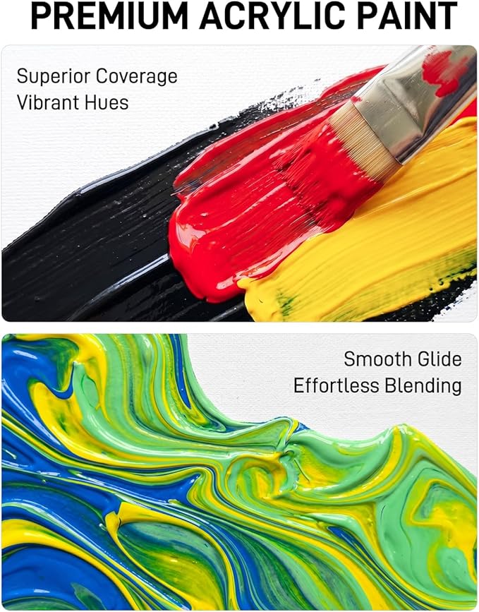 JusArt Yellow Acrylic Paint, 8.45oz/250ml Large Tube, Heavy Body Rich Pigment - Image 3