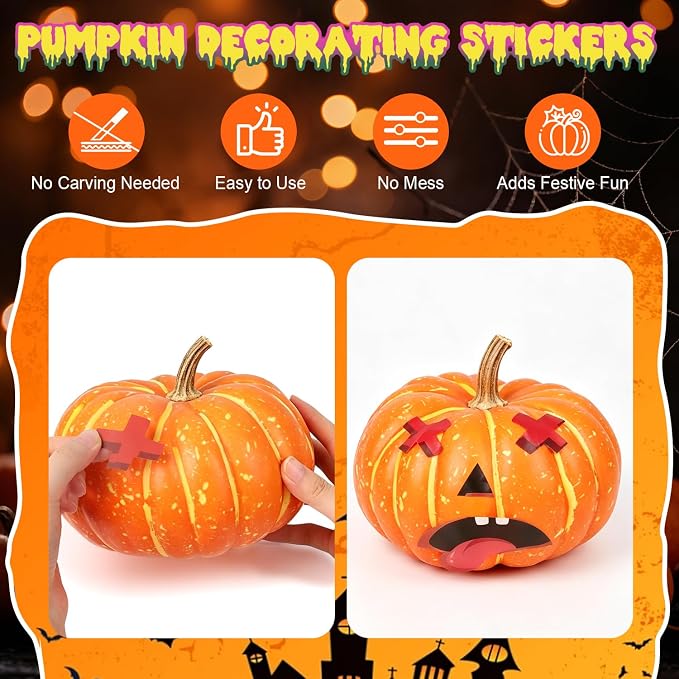 LOMIMOS Halloween Pumpkin Decorating Stickers, Large Jack-O-Lantern | Make - Image 2