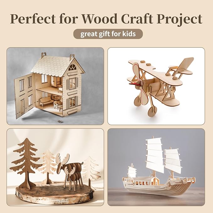 Balsa Wood, Plywood Sheet, Unfinished Basswood Blank, 12×12×1/16 in, Paint; - Image 3