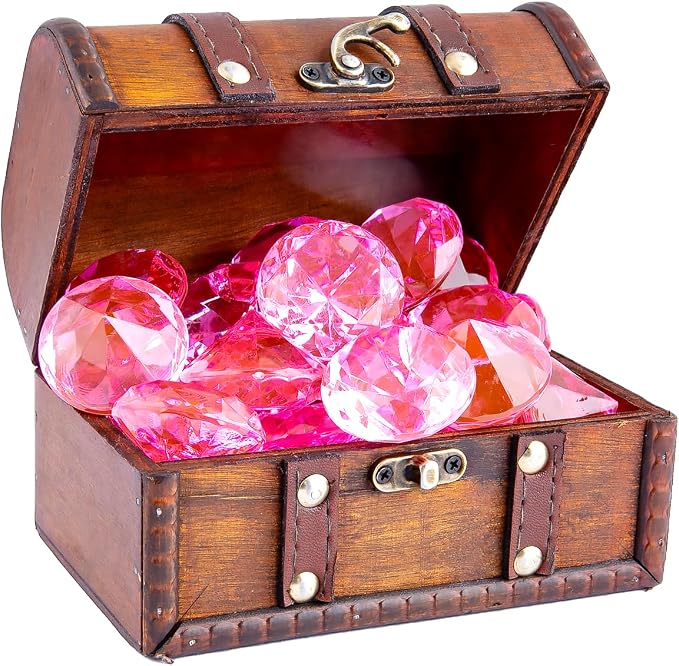 Niceup 26PCS Pink Acrylic Diamond Big Gemstones 1.5in Princess Pirate Mermaid - Image 4