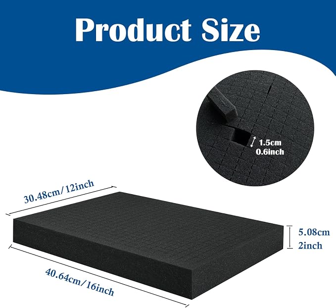 4 Pcs 16 x 12 x 2 Inches Pick and Pluck Foam Inserts - Image 2