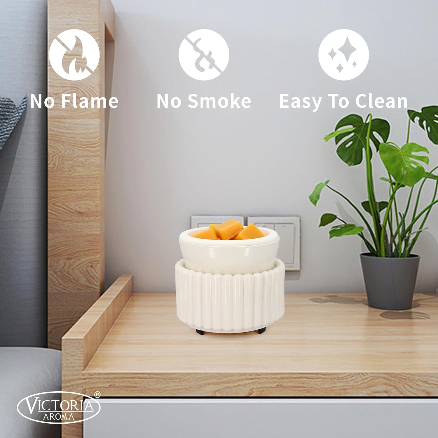 Ceramic Wax Melt Warmer with 1 pc Silicone Dish Candle Warmer for Scented Wax Electric Fragrance Burner for Home, Office, Bedroom - Gift & Décor