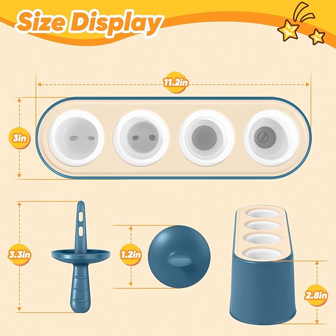 Popsicle Mold Set 4 Pieces Homemade Silicone Popsicle Maker Easy Release Ice - Image 6