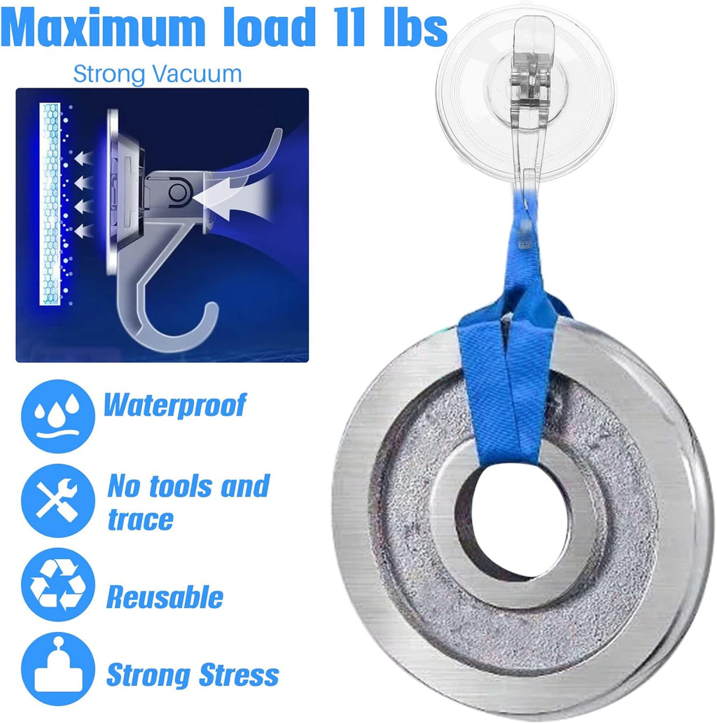 Antimbee Suction Cup Hooks, 10 Pack Reusable Suction Cup Hangers, Removable Small Suction Cups with 2 Hooks for Shower, Bathroom, Glass, Door, Windows, Kitchen, Up to 11 lbs on Smooth Surface