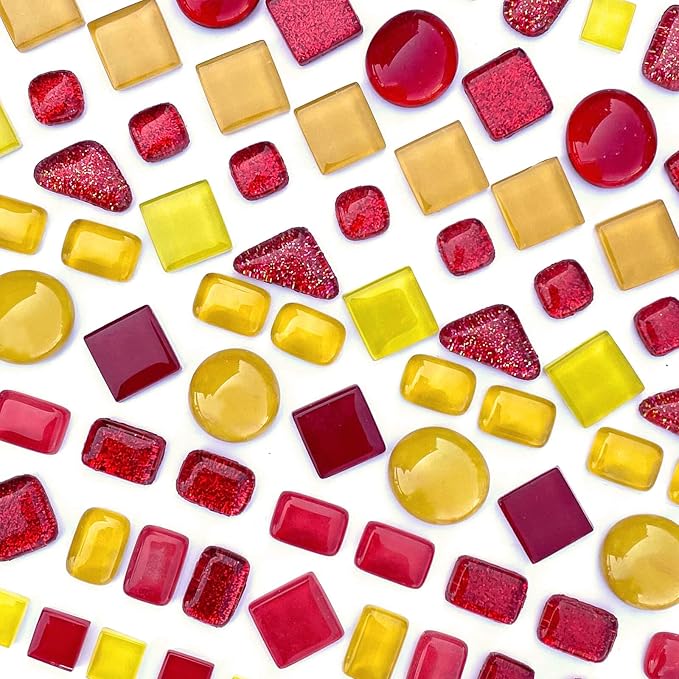 LITMIND Assorted Orange Red Irregular Crystal Mosaic Tiles, 9oz Value Pack - Image 5