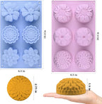 Sakolla 2 Pack Silicone Soap Molds, 6 Cavities Different Flower Shapes Silicone - Image 2