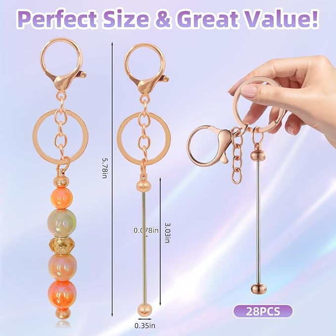 28 Pcs Beadable Keychain Bars - Image 2