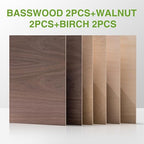 Rowood 6 Pack Plywood 1/8, 2 Pack Walnut+2 Pack Basswood+Double Pack Birch - Image 2