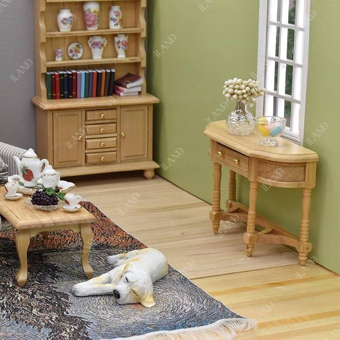 iLAND Miniature Wooden Dollhouse Furniture Set: Sofa, Coffee Table - Image 7