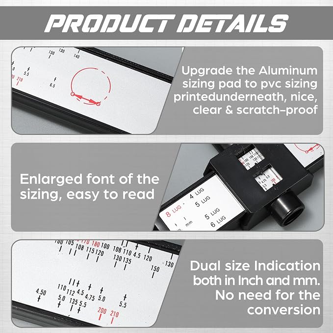 Kingdder 1 Pcs Wheel Stud Rim Bolt Pattern Measuring Tool PCD Ruler Wheel PCD - Image 3