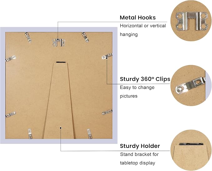 12x12 Picture Frame with Wavy Mat, Wooden Real Glass 12 x 12 Photo Frame - Image 4