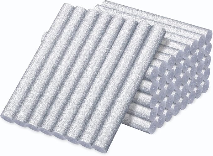 Glitter Silver Hot Glue Sticks, Manarty 48 PCS Full Size 0.43" Dia x 4" Long by Manarty