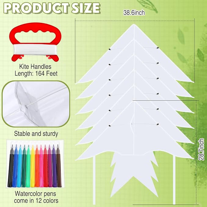 Libima 50 Pcs DIY Blank Kites for Kids Bulk Large Kite Making Kit Easy to Fly - Image 2
