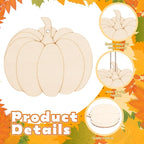 24 PCS Unfinished Wooden Fall Crafts, Pumpkin Shaped Hanging Ornaments DIY Wood - Image 3