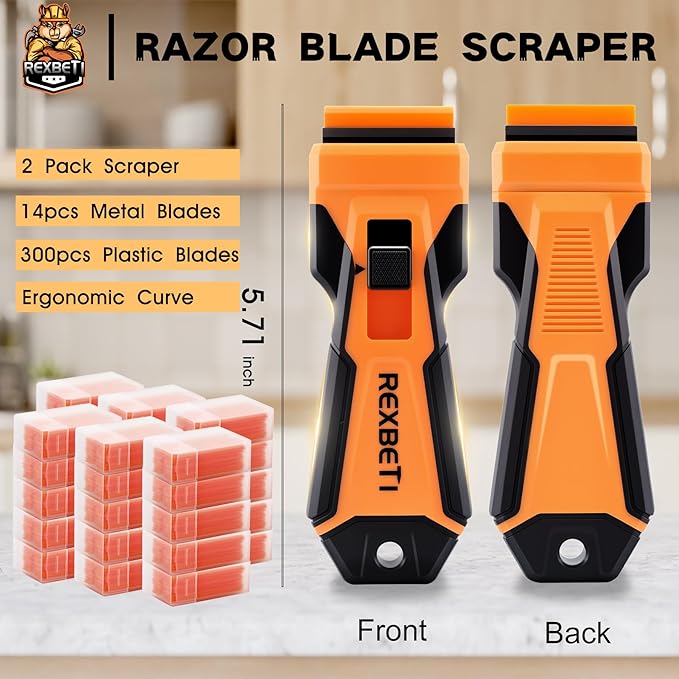 REXBETI Razor Blade Scraper Tool, 2 Pack Razor Scraper - Image 2