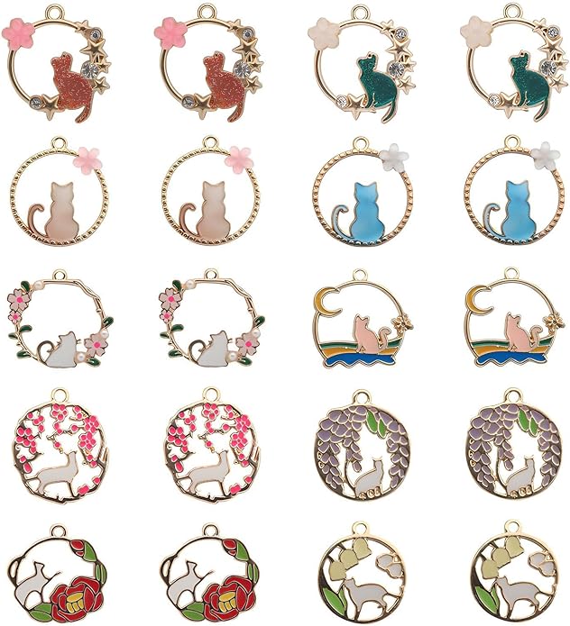 Bulk Gold Enamel Charms for Jewelry Making, Colorful Metal Charms Pendant for by stino