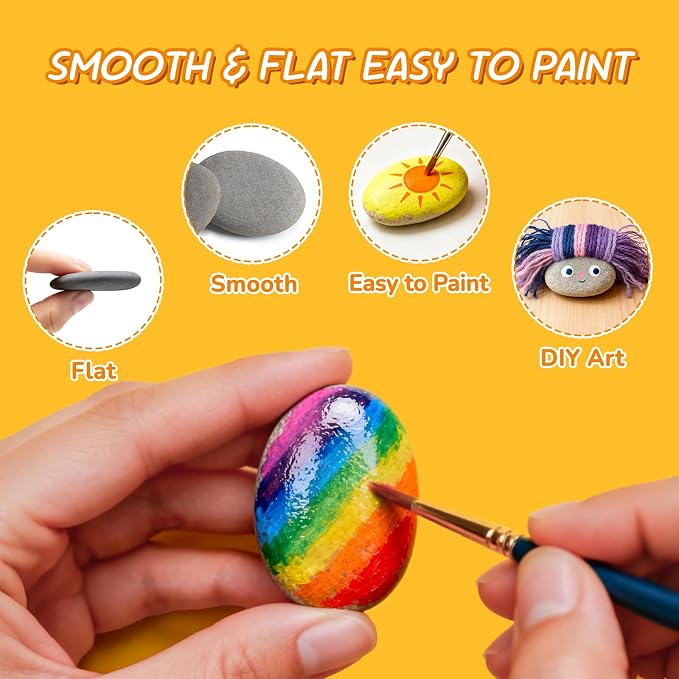 Simetufy 60 PCS Rocks for Painting, 1-2" Natural Flat DIY Painting Rocks - Image 4