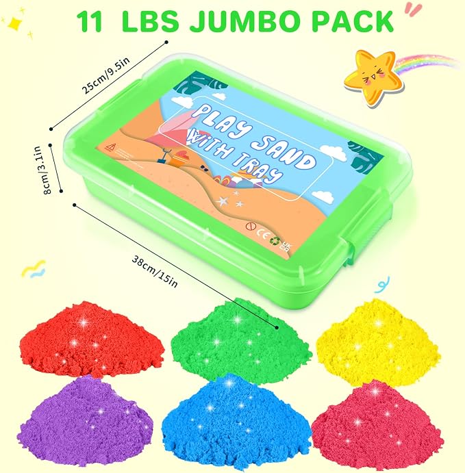 AtMini Play Sand for Kids, 11lbs of 6 Colored Sands, Magic Sand Bulk, Play Sand - Image 6