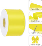 Yellow 2.5 Inch Continuous 25 Yards Satin Wired Ribbon - Image 3