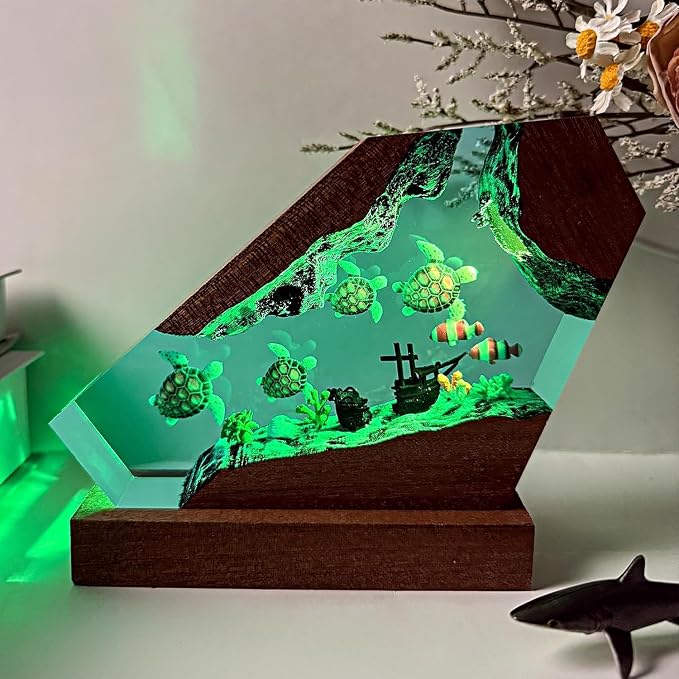Sea Turtle Ocean Resin Lamp, Handmade Resin Night Light - Image 9