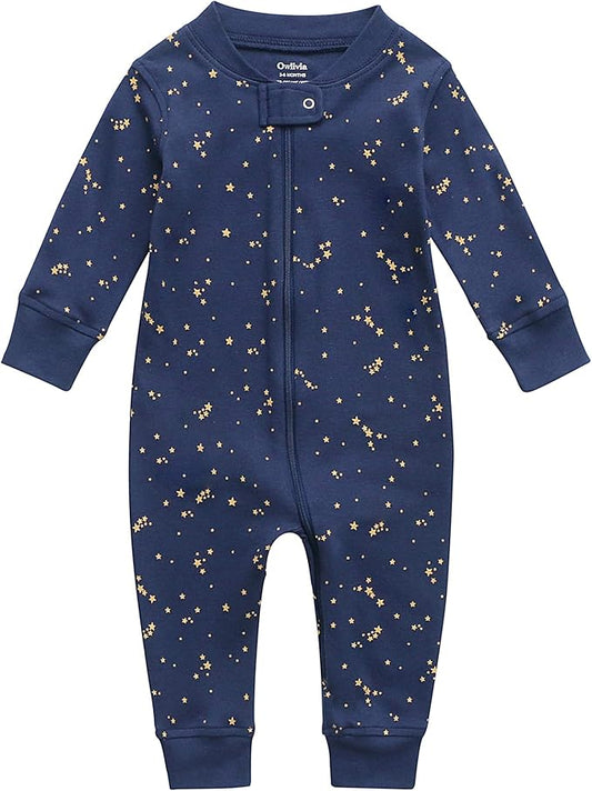 Owlivia Organic Cotton Baby Boy Girl Zip up Sleep 'N Play Pjs, Footless, Long Sleeve